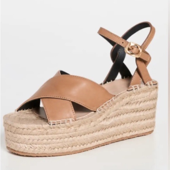 rag and bone HERA ESPADRILLE WEDGE SANDAL IN CIGAR LEATHER size 7 - Picture 3 of 12
